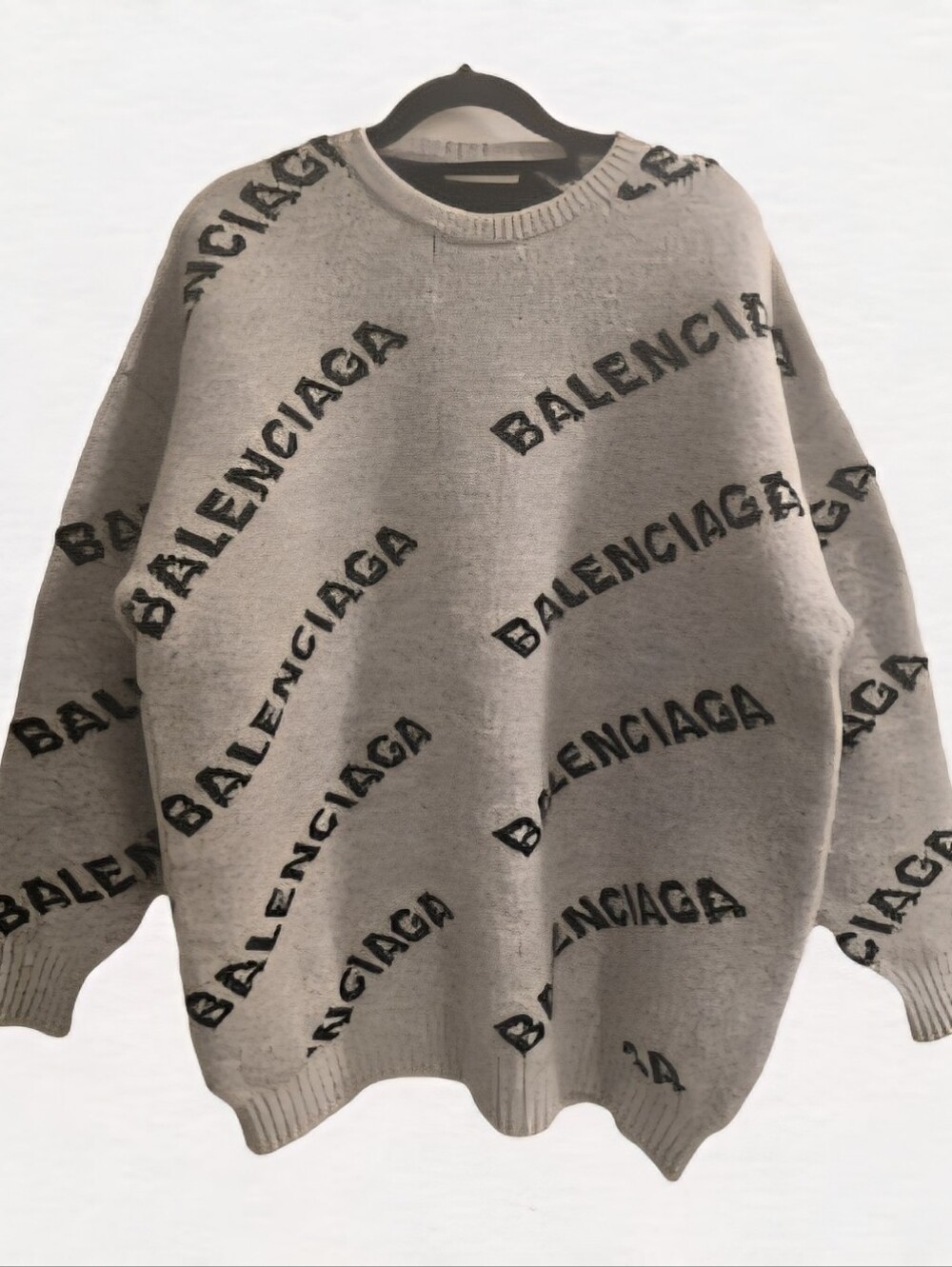 Balenciaga Black and Gray Crewneck Sweater
